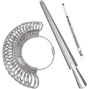 Ring Sizer Measuring Tool Set, Ring Gauges with Finger Sizer MandrelRing Sizer
